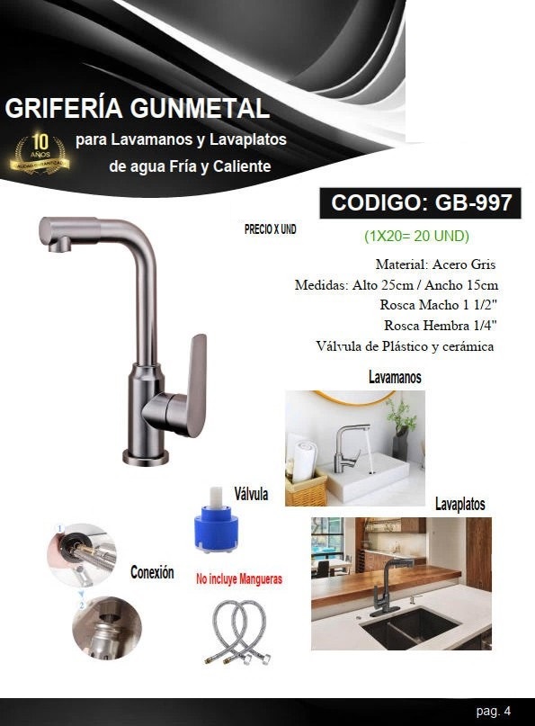 GRIF LAVAM/LAVAP/RECT/FR/CAL,25CMX15CM, ACERO GRIS,1/2