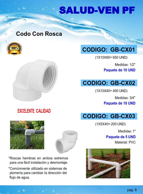CODO C/ROSCA PVC - 3/4" BLANCO (PQT10UND)
