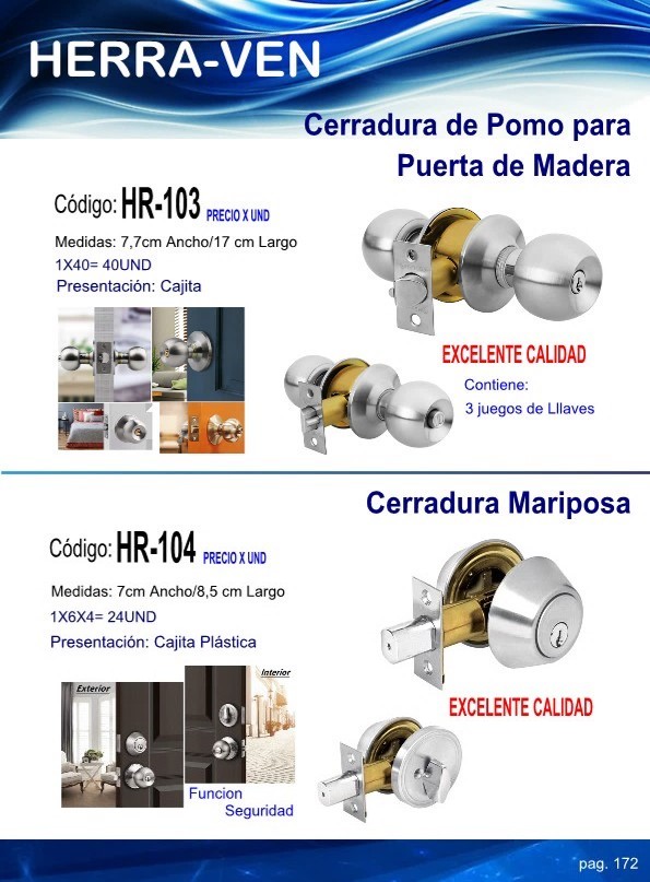 Cerradura 7CMX85CM MARIPOSA SEGURIDAD