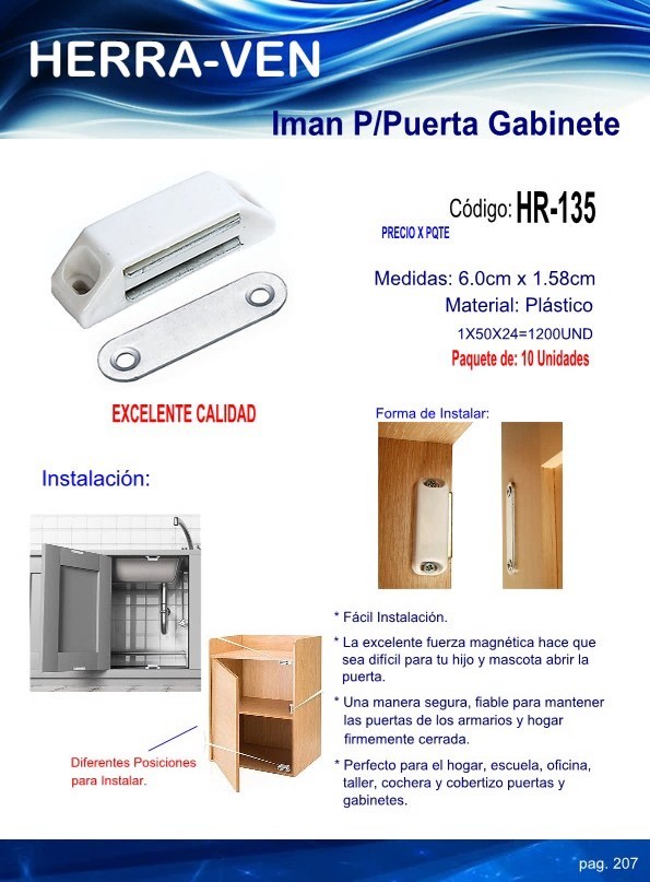 IMAN P/GABINETE 6X158CM (PQ 10UND)
