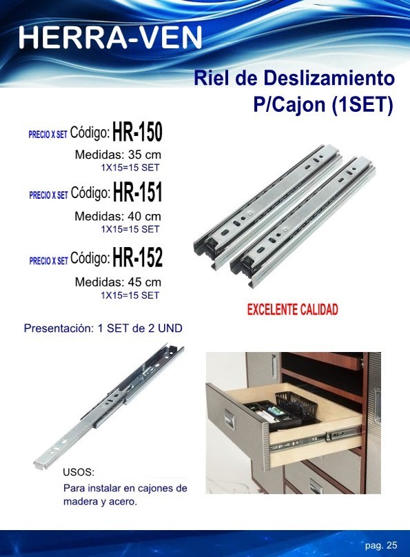 Rieles deslizantes 45 CM