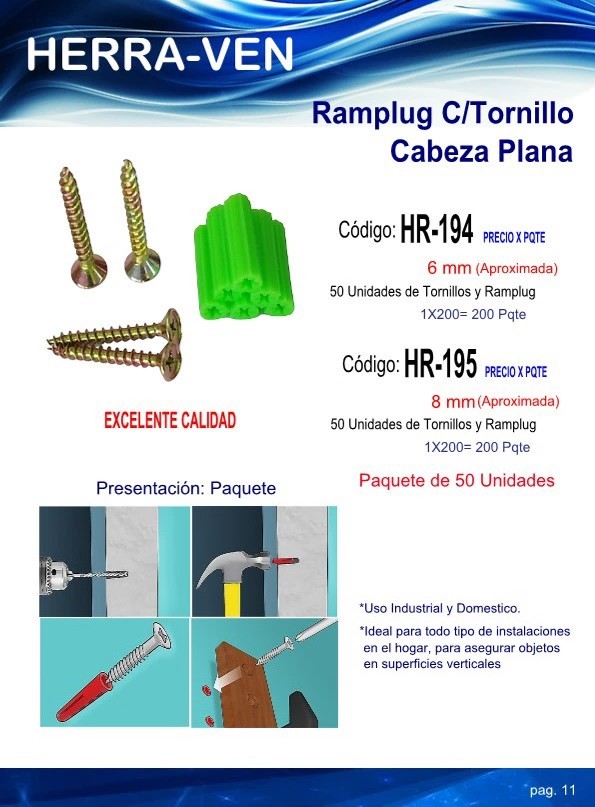 Tornillos 8MM (PAQ 50 PZAS)