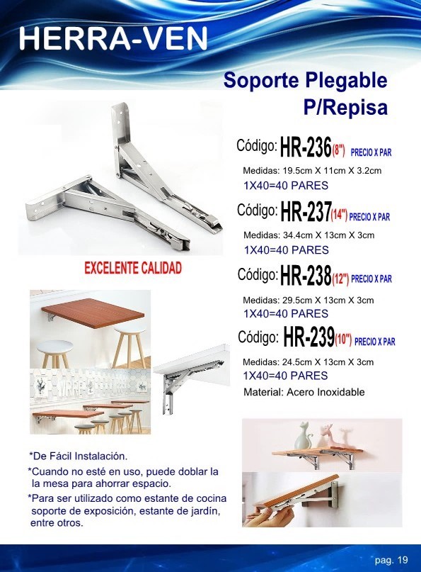SOPORTE PLEG P/REPISA 12 295X13X3CM - PAR