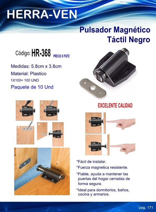 PULS MAGNET TACTIL NEGRO - 10UND