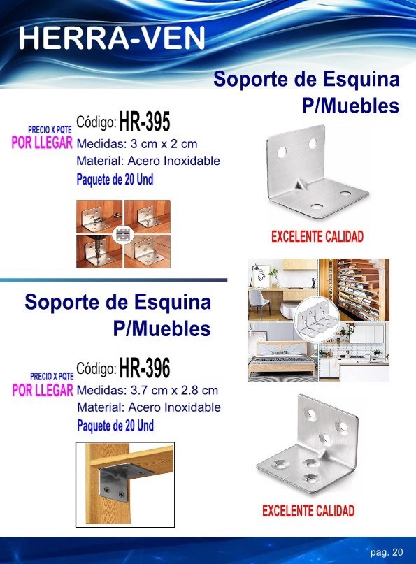 SOPORTE ESQUINA P/MUEBLES 3X2CM (20UND)