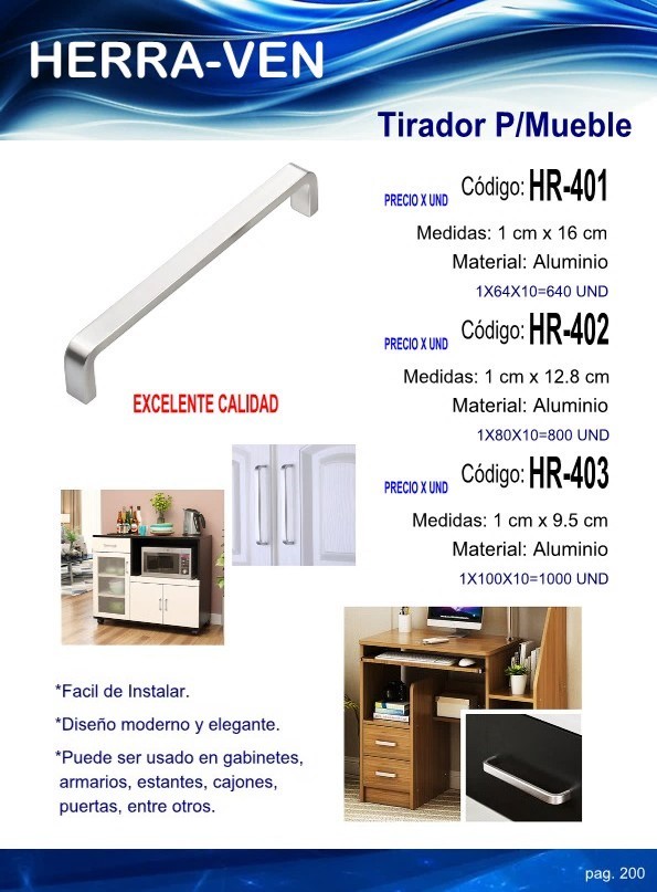 TIRADOR ALUM P/MUEBLE 12.8CM - 2UND