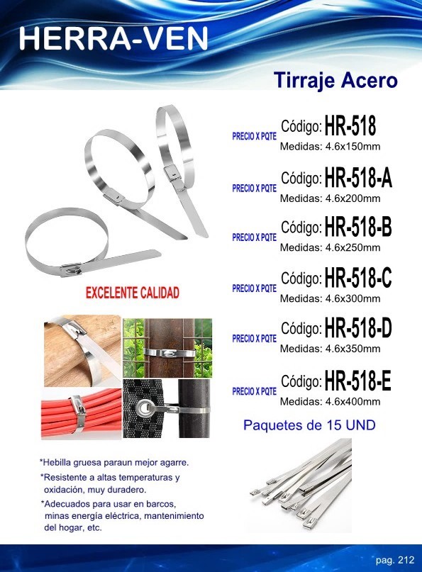 TIRRAJE ACERO (4.6X250mm) PAQ15UND