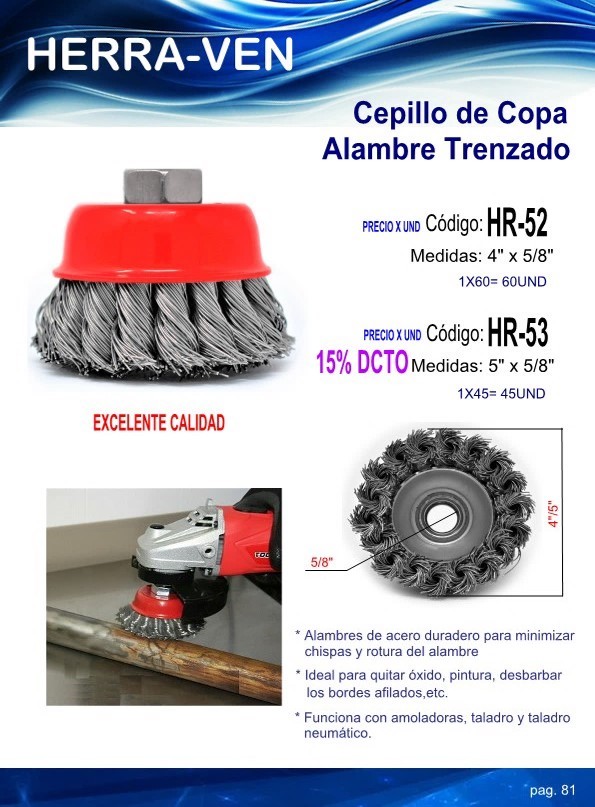 CEPILLO COPA TRENZADO 5X5/8