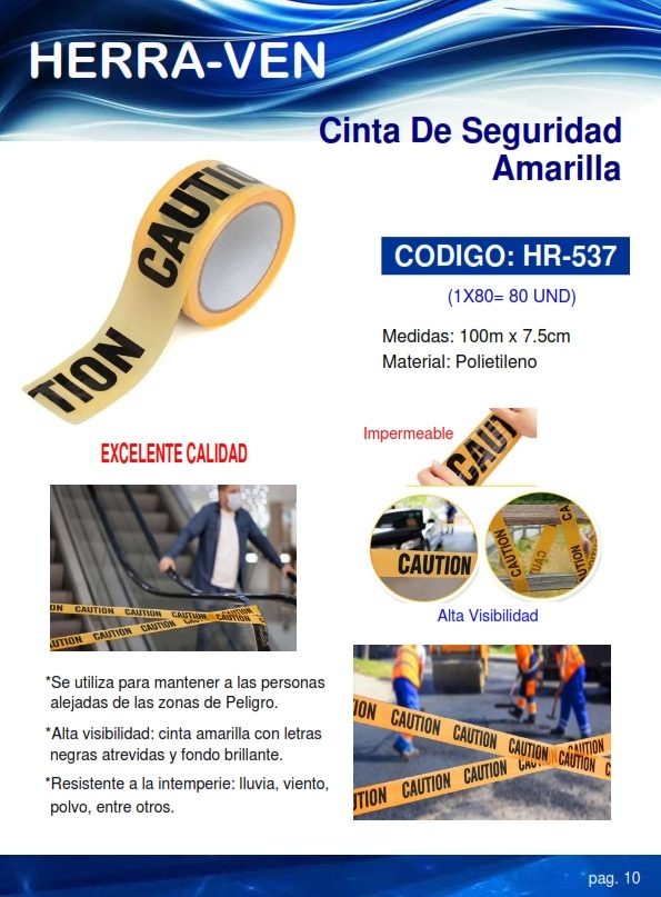 CINTA AMARILLA DE SEGURIDAD - POLIETILENO - 100MTSX7,5CM
