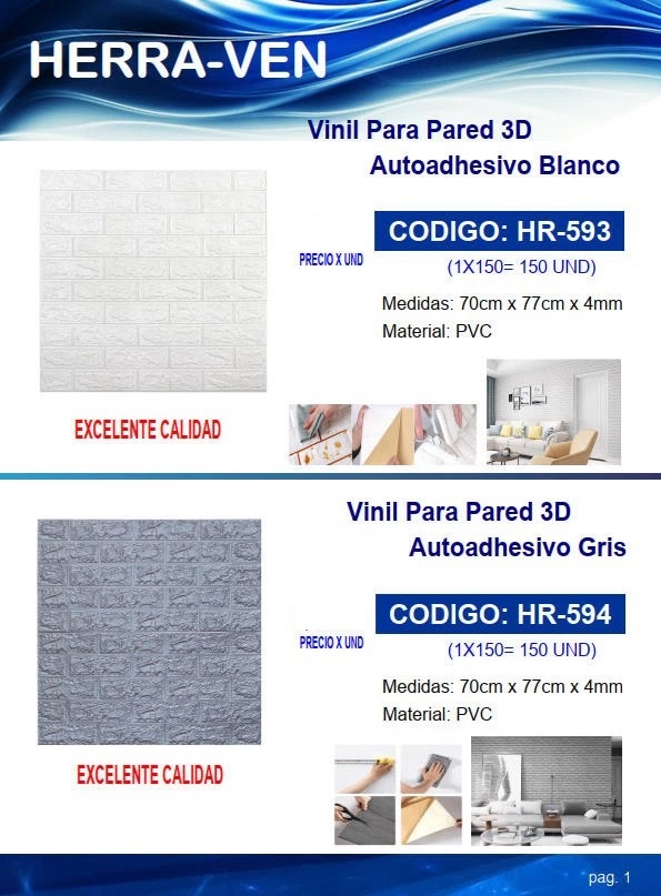 VINIL P/PARED 3D AUTOADHESIVO GRIS - PVC - 70X77CM