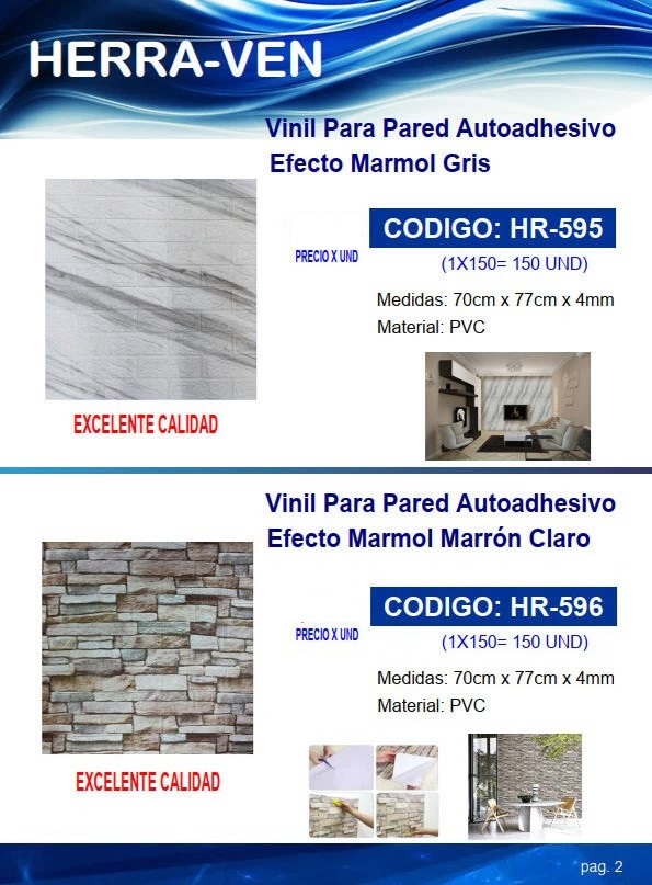 VINIL P/PARED AUTOADHESIVO EFECTO MARMOL GRIS - PVC - 70X77C