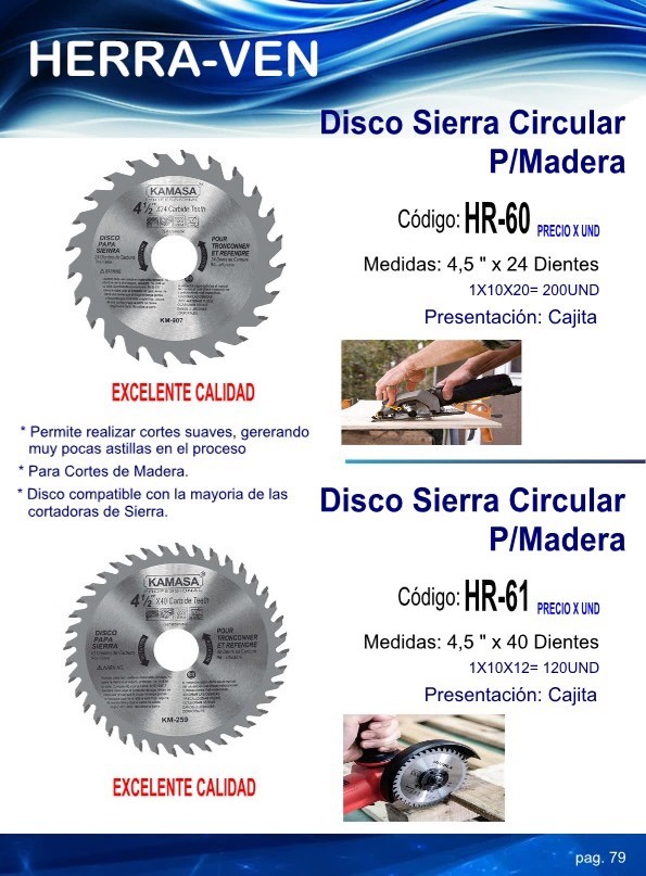 DISCO SIERRA CIRCULAR P/MADERA 4.5 X 40