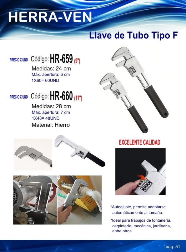 LLAVE TUBO TIPO F (9") METALICA - APERTURA MAX 6CM