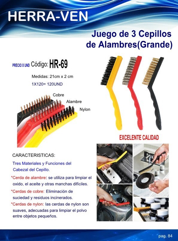 JUEGO 3 CEPILLOS ALAMBRE GRANDES