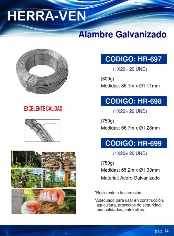 ALAMBRE GALV - 750 GR - 66.7mX1.28mm
