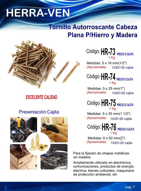 Tornillos dorado 5 X 50 - 3/4