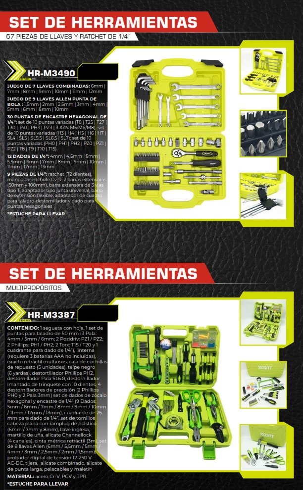 JUEGO HERRAMIENTAS 1/4 - 67 PIEZAS (LLAVES COMB - DADOS RATC