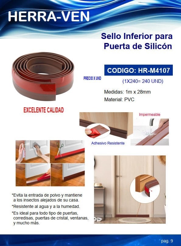 SELLO INFERIOR SILICON P/PUERTA - 2,8CMX1MT