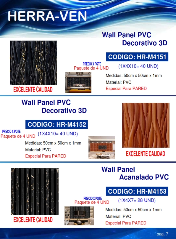WALL PANEL PVC 3D - VERTICAL MADERA - 50X50CM - P/PARED - (4