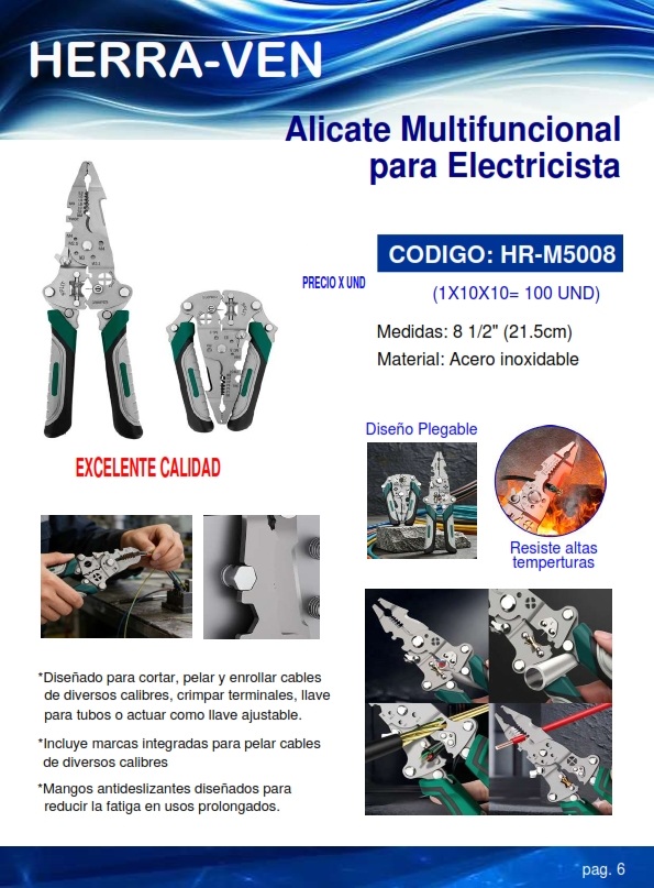 ALICATE MULTIF - ELECTRICISTA - 8,5" - ACERO