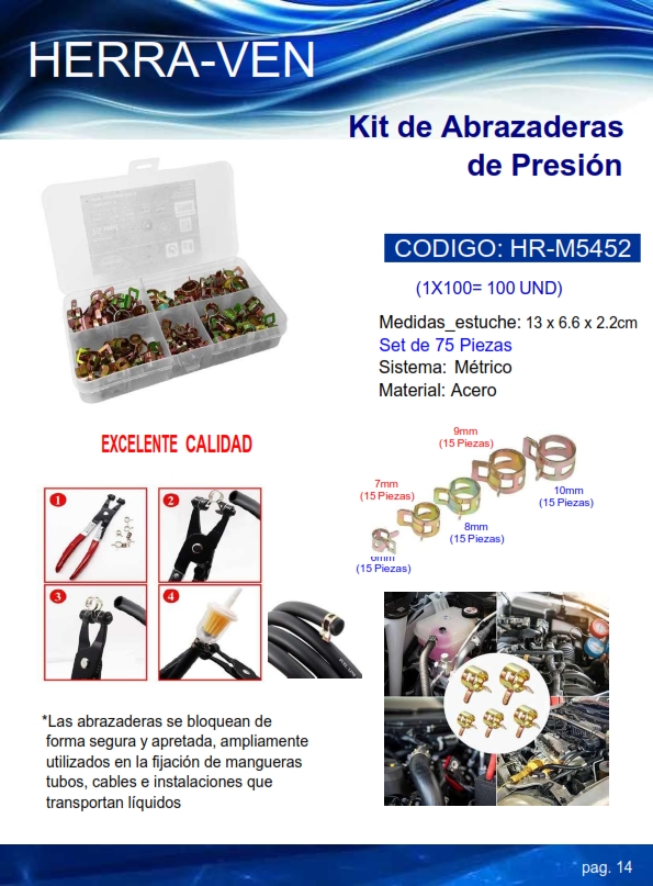 SET ABRAZADERAS PRESION - 75 PZAS - ACERO