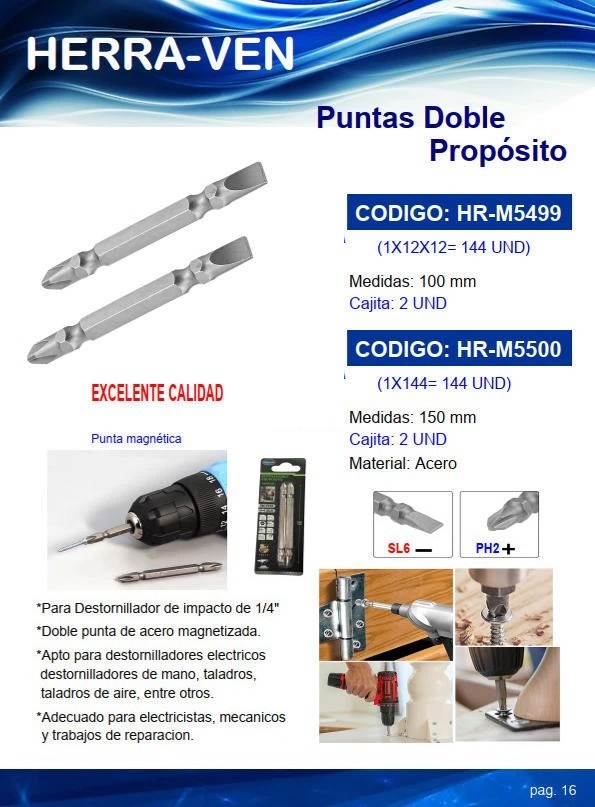 PUNTAS DOBLE (ESTRIA-PALETA) 10CM - 2UND - ACERO