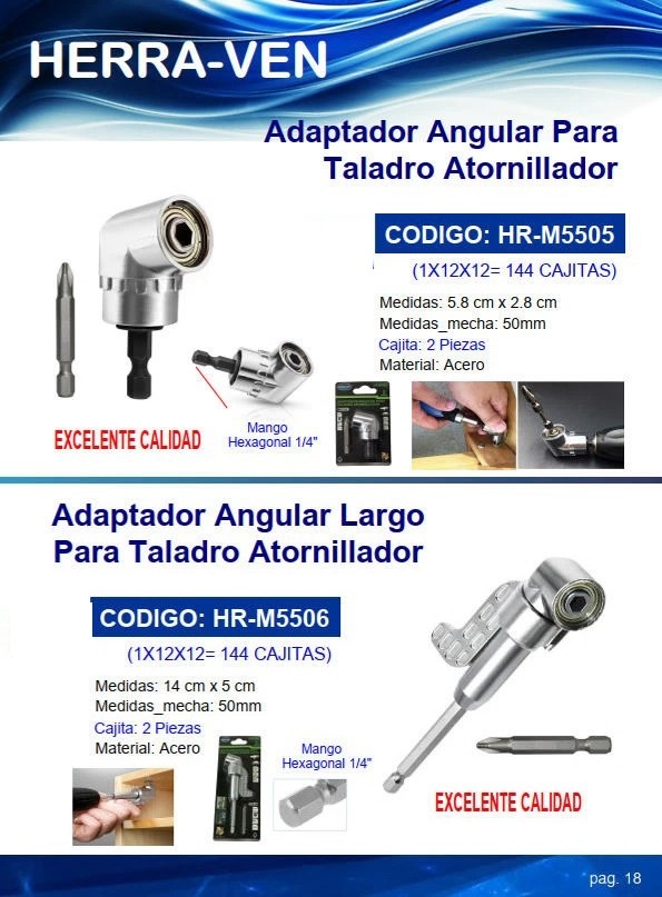 ADAPTADOR ANGULAR  P/TALADRO 14X5CM - 5CM - ACERO - 2UND