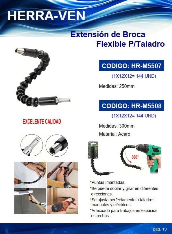 EXTENSION DE BROCA FLEXIBLE P/TALADRO PUNTAS IMANTADAS - 25C