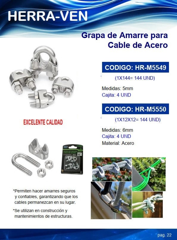 PERNO P/GUAYA DE ACERO 6MM - ACERO - 4UND