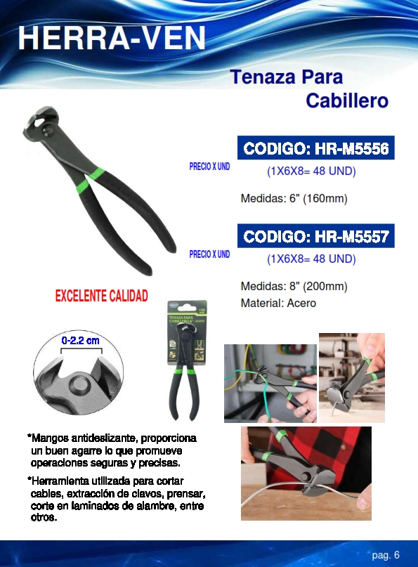 TENAZA PARA CABILLERO 6¨- ACERO