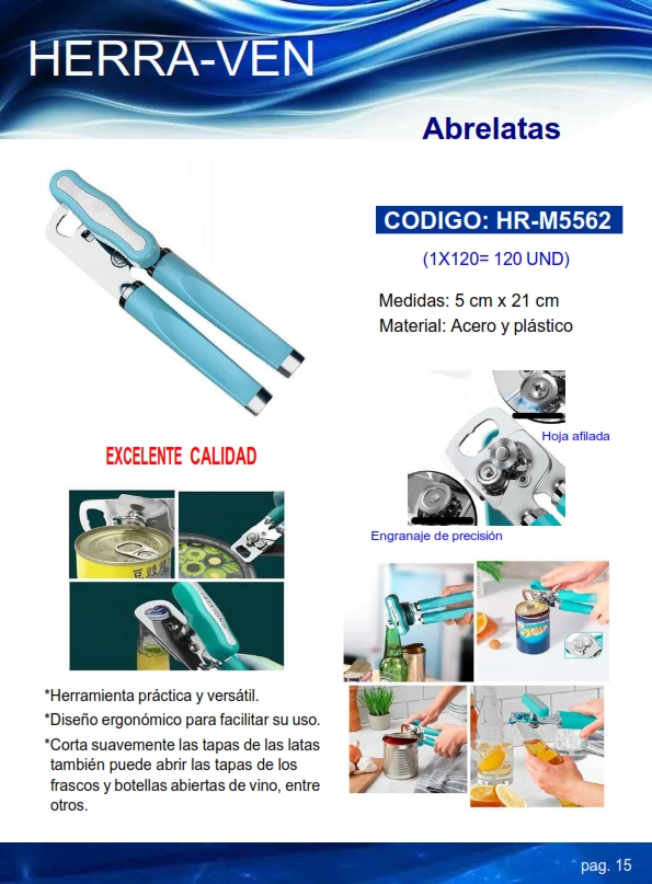 ABRELATAS DE RUEDA - 21X5CM - ACERO Y PLAST