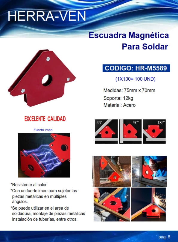 ESCUADRA MAGNETICA P/SOLDAR 75X70MM - MAX 12KG