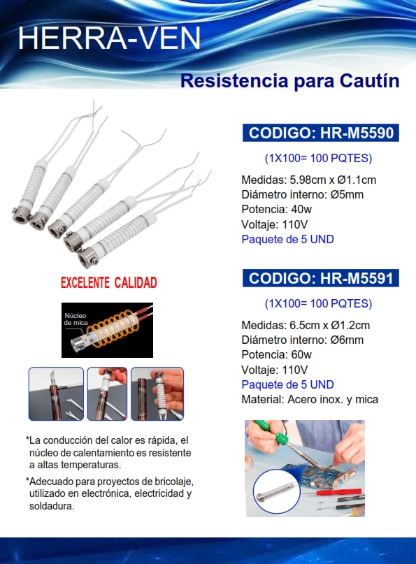 RESISTENCIA P/CAUTIN - 60W - 110V (5UND)