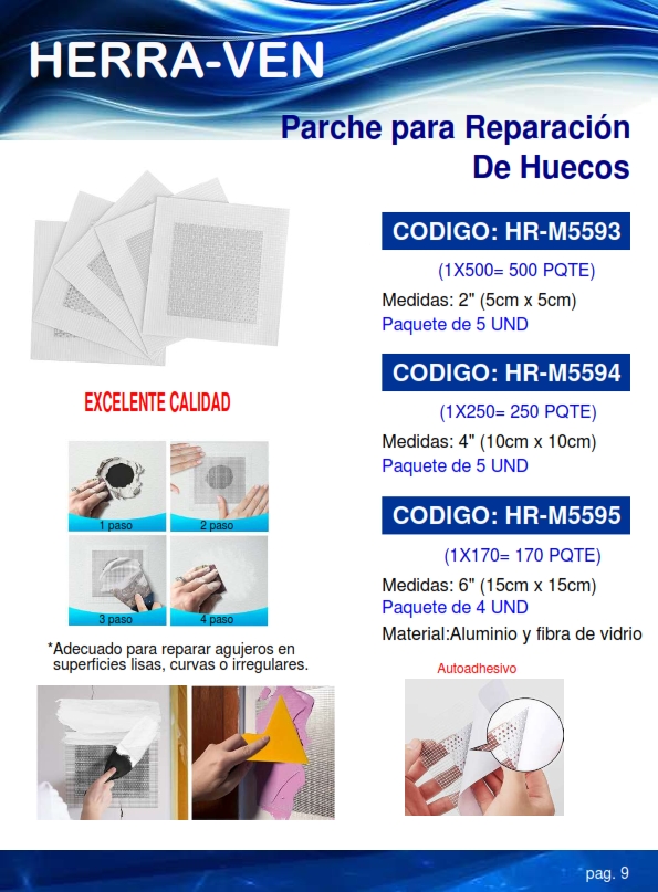 PARCHE P/REPARAR HUECOS - 2" - ALUM FIBRA (5UND)