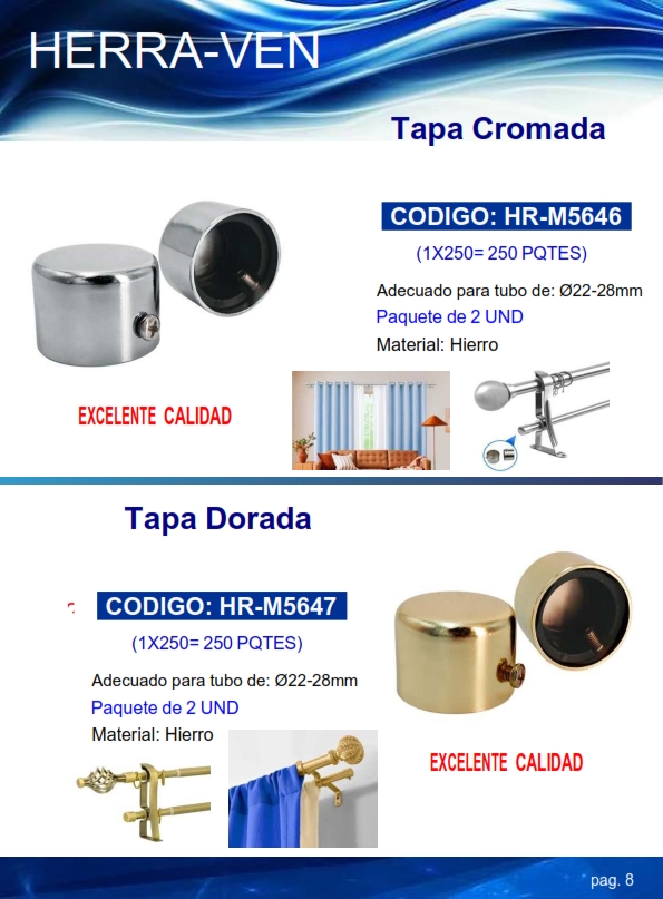 TAPA DORADA 22-28MM - (2UND) - HIERRO