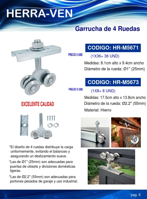 GARRUCHA 4 RUEDAS - P/PORTON - ACERO - RUEDA 1" - 8X9,4CM