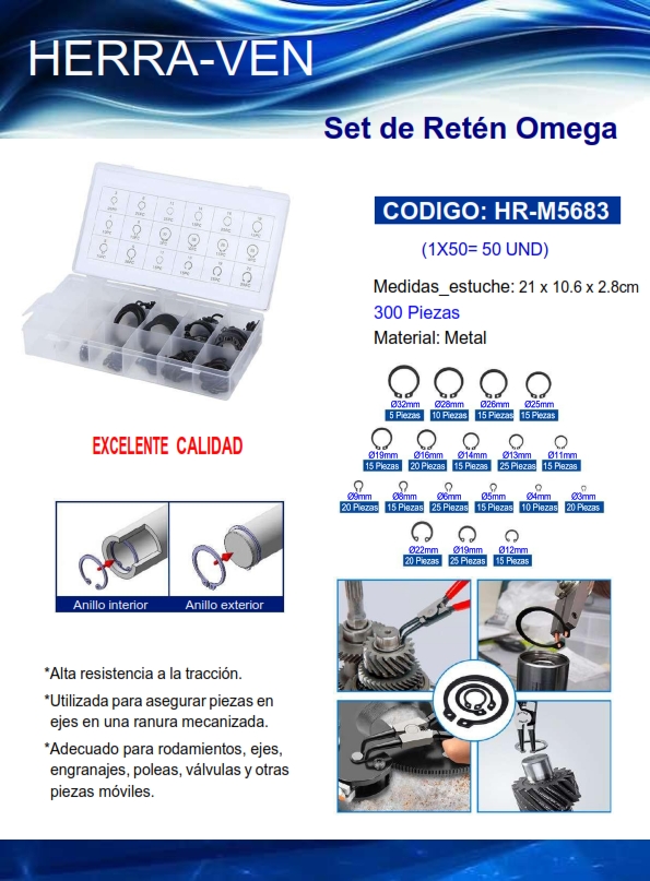 SET DE RETEN OMEGA (300 PZAS)
