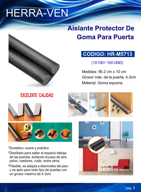 PARABICHO GOMA ESPUM AISLANTE - 90CM X 10CM - PTA 4,3CM ANCH