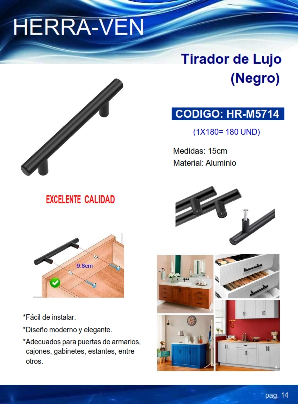 HALADOR LUJO NEGRO 15CM C/TOR