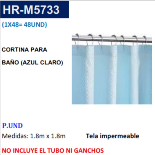 CORTINA P/BANO (AZUL CLARO) - 1,8X1,8MTS - SIN ACCESOR