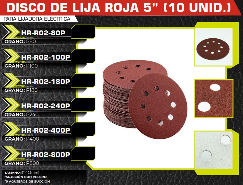 DISCO LIJA P/LIJADORA E3041 ORB #400 (PAQ10UND) 8 AGUJER