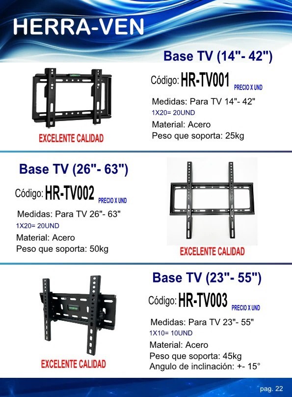 BASE TV (41¨- 42¨) ACERO - MAX 25KG