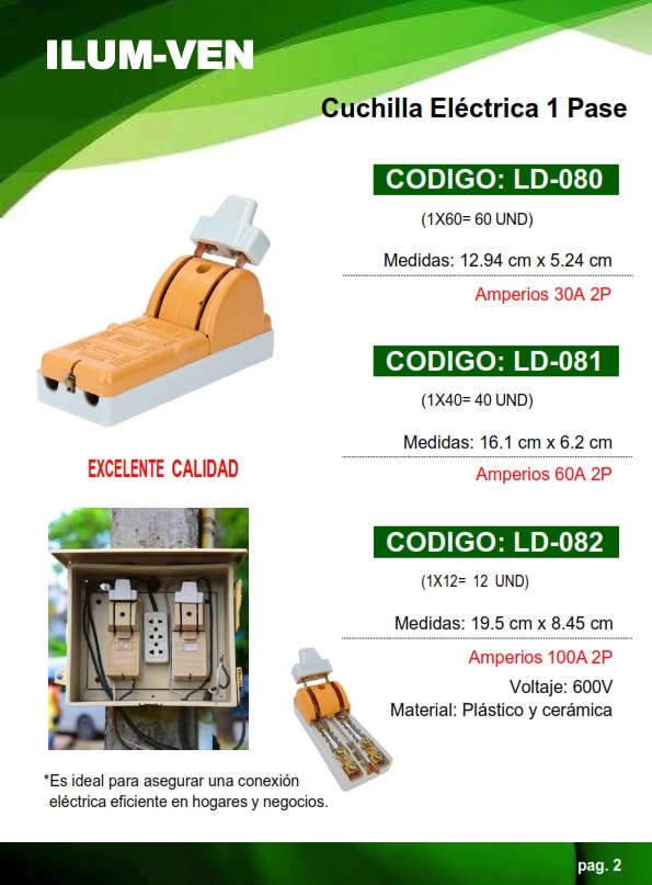 CUCHILLA ELEC AMARR -  2 X 30A - 1 PASO