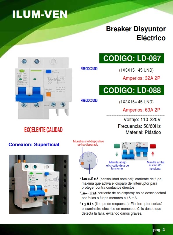 BREAKER DISYUNTOR 2X63A - P/RIEL ELECTRICO