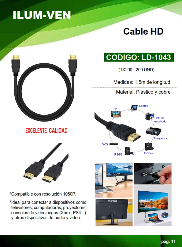 CABLE HDMI - 1080P -  1.5MTS -