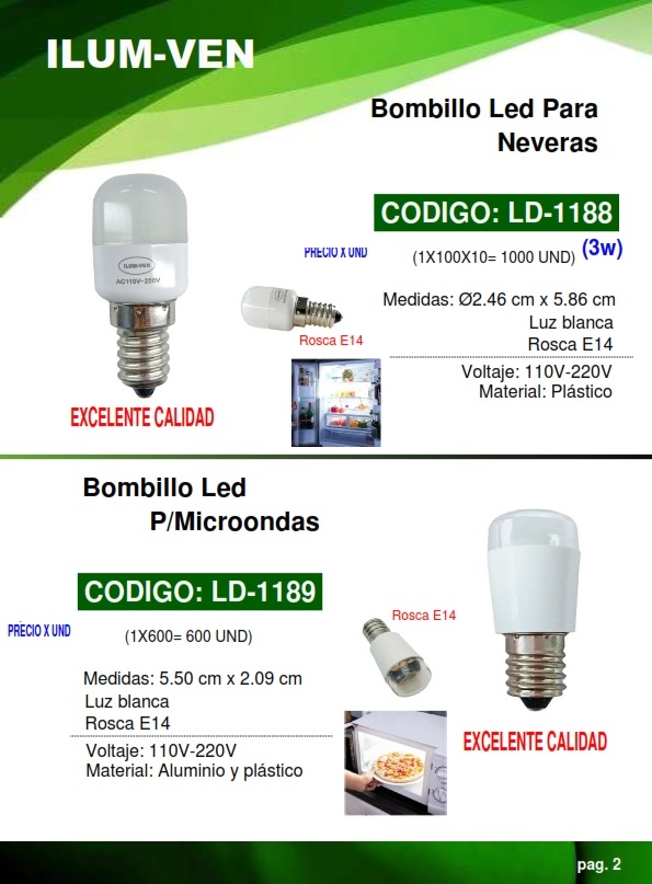 BOMB LED P/MICROONDAS E-14 5,5X2CM ALUM PLAST