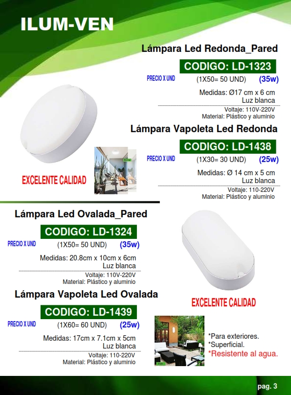 VAPOL RED LED 25W -14X5CM 85-265v