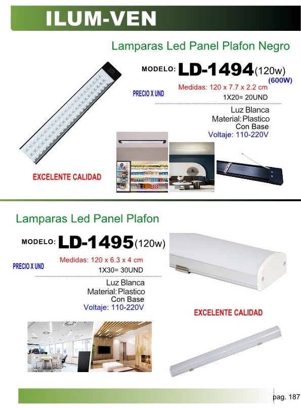LAMP LED PLAFON BLANC 120W - PLAST - 25ML HRS - 1,20MTS X 6,