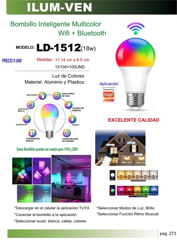 BOMB INTELIGENTE RGB WIFI-BLUETOOTH 18W - 110-220V