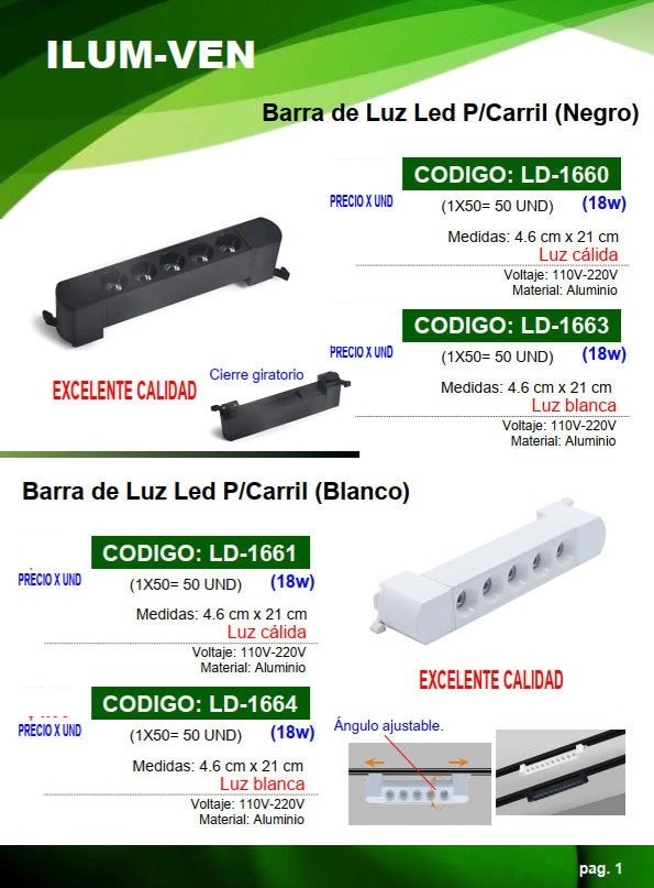 BARRA LED P/CARRIL BLANC 18W LUZ BLANCA 4,6X21CM